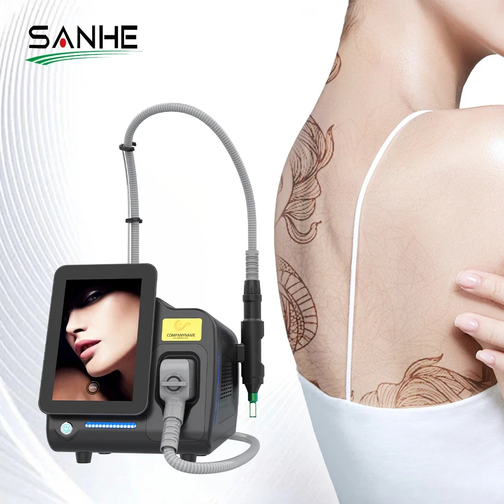 Portable laser picosecond  1064Nm 755Nm 532Nm Remove Tattoo Laser Machine Q Switched Nd Yag Laser Tattoo Machine