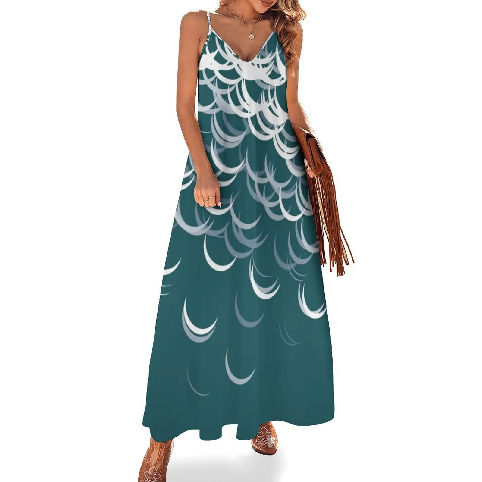 

Eclipse Shadow Pattern 2017 Sleeveless Long Dress summer dress womens 2025 women's evening dress 2025