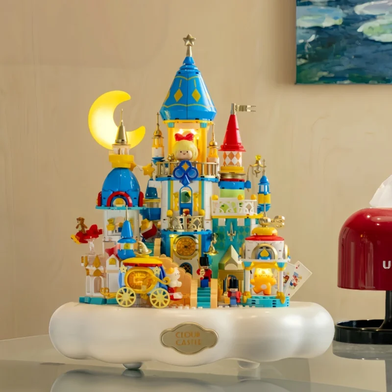Moonlight City Building Blocks Small Particles Street View Puzzle Assembling Toy Building Model Desktop Ornament Collection Gift