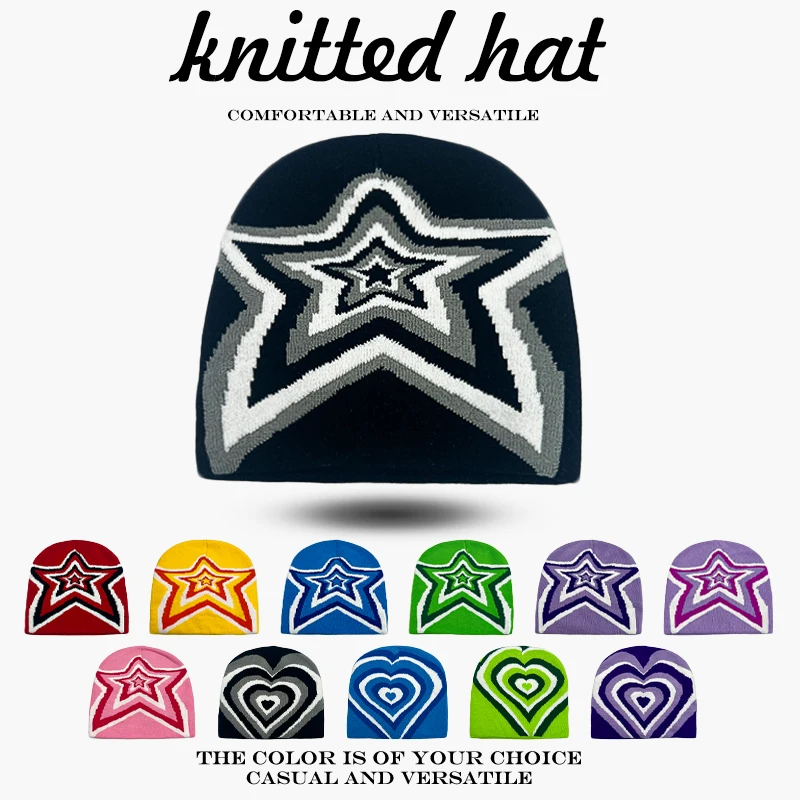 Color Block Warm Hip Hop Fashion European Style Beanies Vers