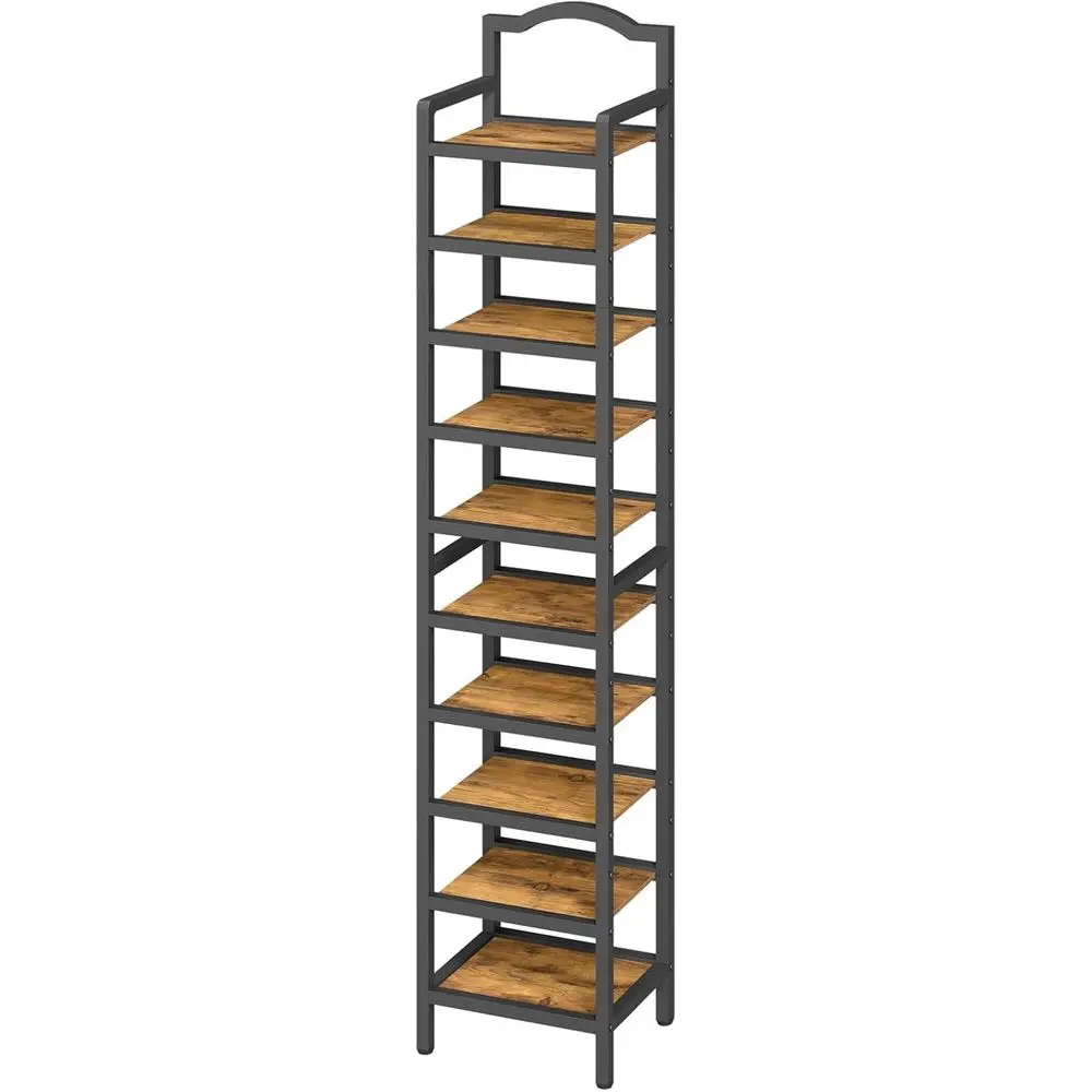 

10-Tier Tall Shoe Rack, Veal Shoe Organizer or Small Spaces, Wooden Shoe Shel or Entryway, Space Saving Shoe Storage, Ho