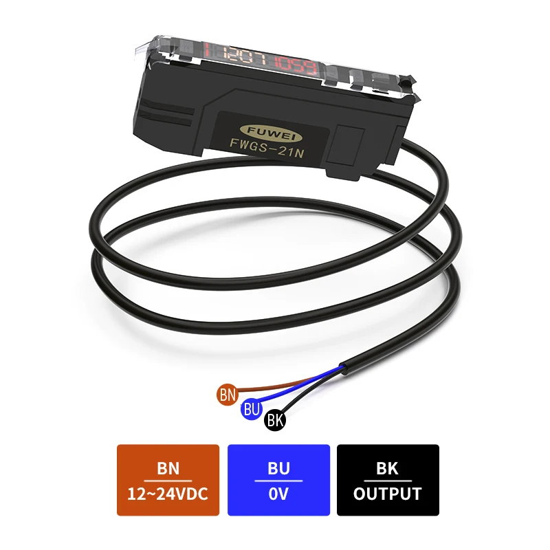 FWGS-21N Detection Distance 5-50mm Photoelectric Switch RGB Digital Mark Color Sensor Anti-Shake Photoelectric Optical Sensor