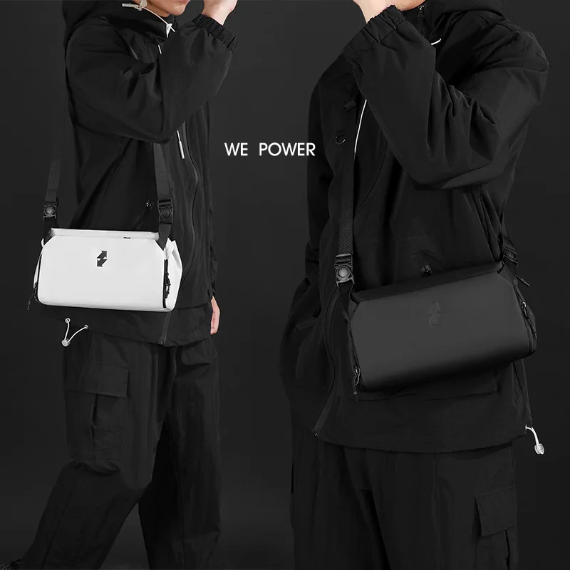 Men Minimalist Cylinder Crossbody Bag With Magnetic Buckle Versatile Shoulder Pack For Daily Commute Travel Sports Purse