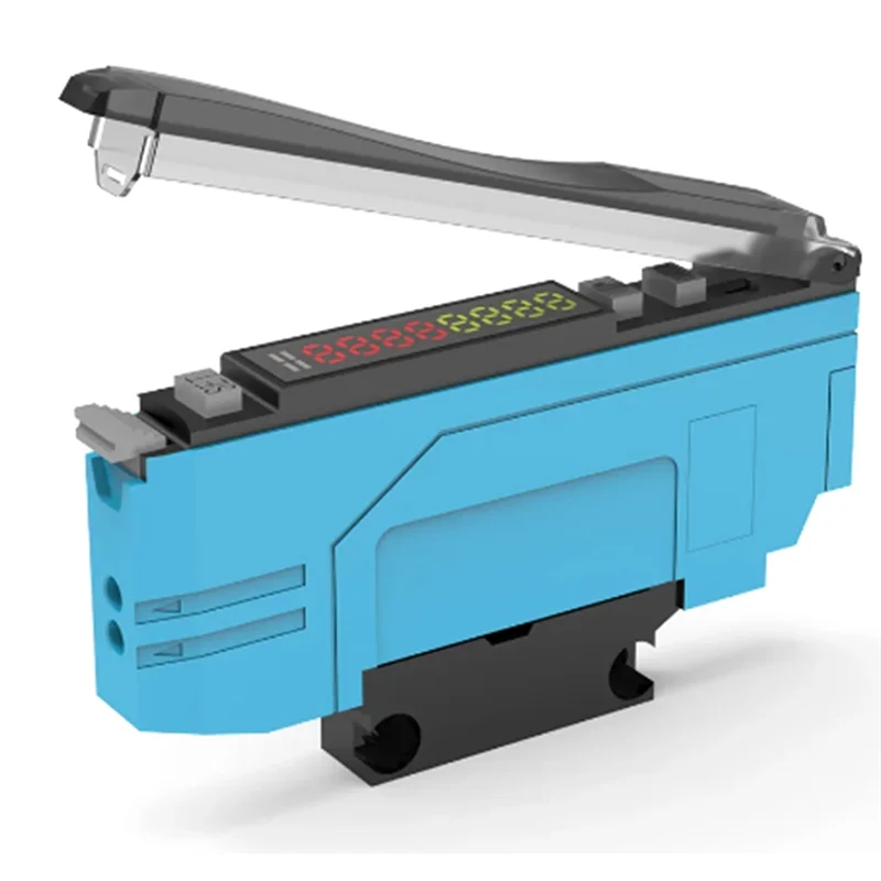 Glasfaser-Sensor-Verstärker, analog, 0–5 V Spannung, NPN, NO NC, Dual-Ausgang, 12–24 V DC, 4-Draht, optischer Lichtschranke
