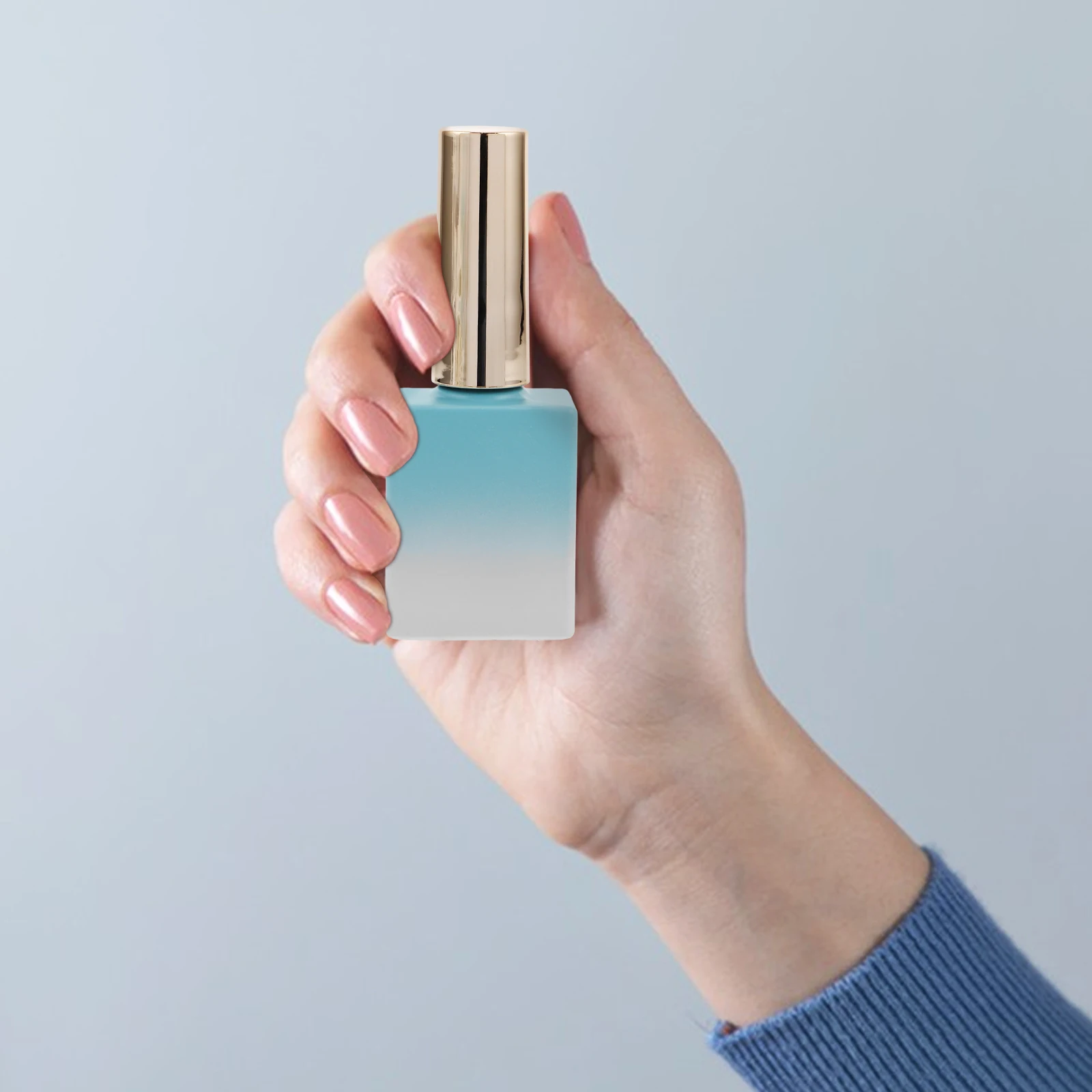 

8Pcs Gradient Color Nail Polish Bottles 11.7ml Glass Refillable Empty Vials with Brush for DIY Nail Care Manicure Bottles