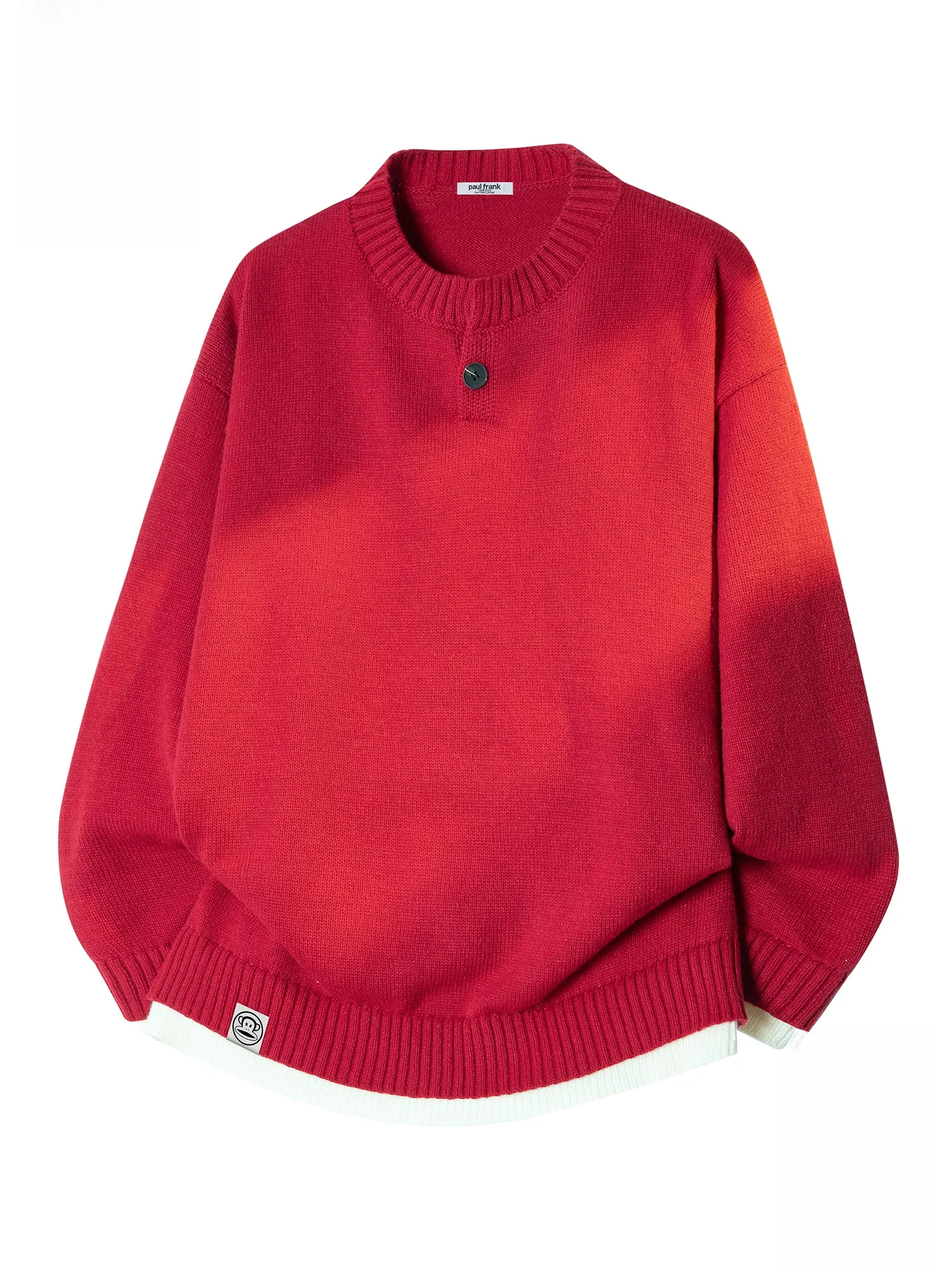 

Мужской вязаный свитер Paul Frank: новая зимняя коллекция, теплый, свободный крой, с длинным рукавом, V-образный вырез, модель для пар, красный цвет.