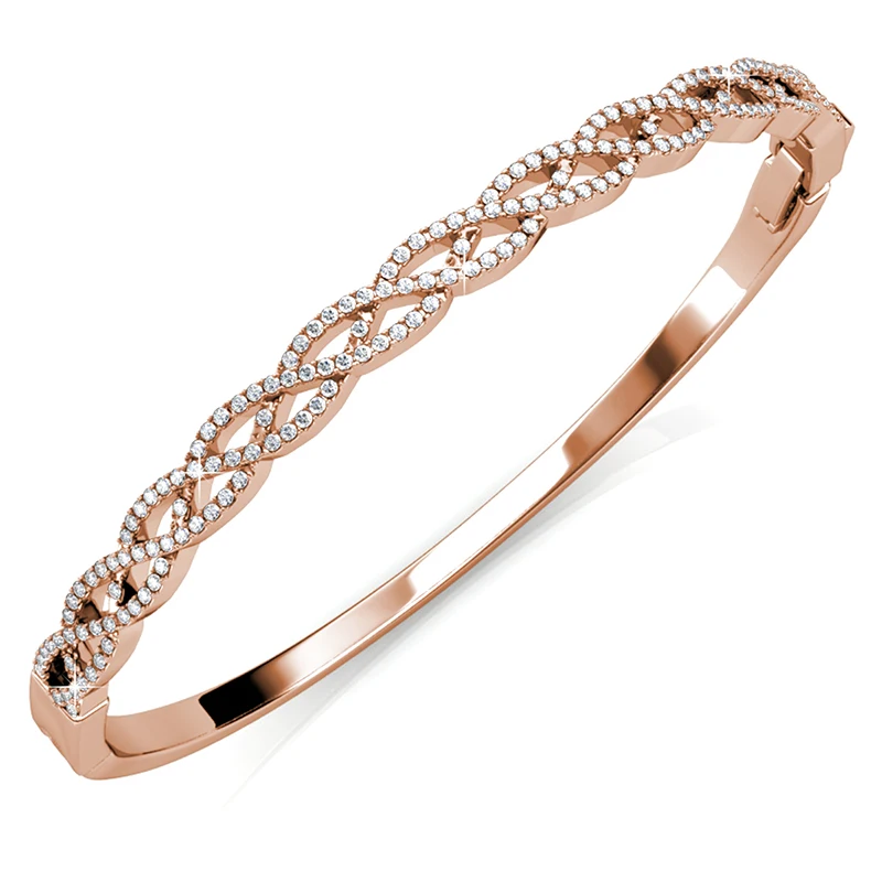 

Daisini Luxury Twists Cuff Bangles Brass Bracelets for Women Elegant Jewelry Accessories Embellished with Swarovski Crystals