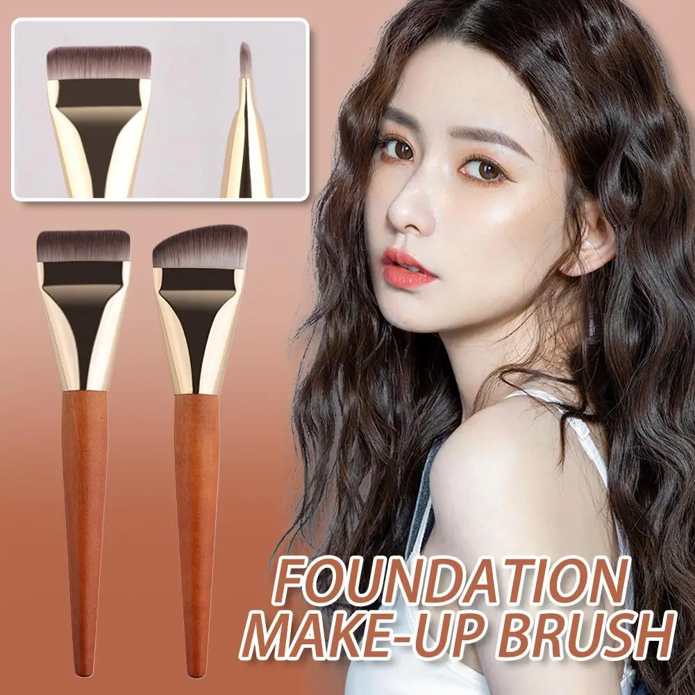 초박형 플랫 탑 파운데이션 브러쉬, 줄무늬 없는 리퀴드 및 쿠션 메이크업 어플리케이터, 매끄러운 블렌딩 전문 페이스 브러쉬