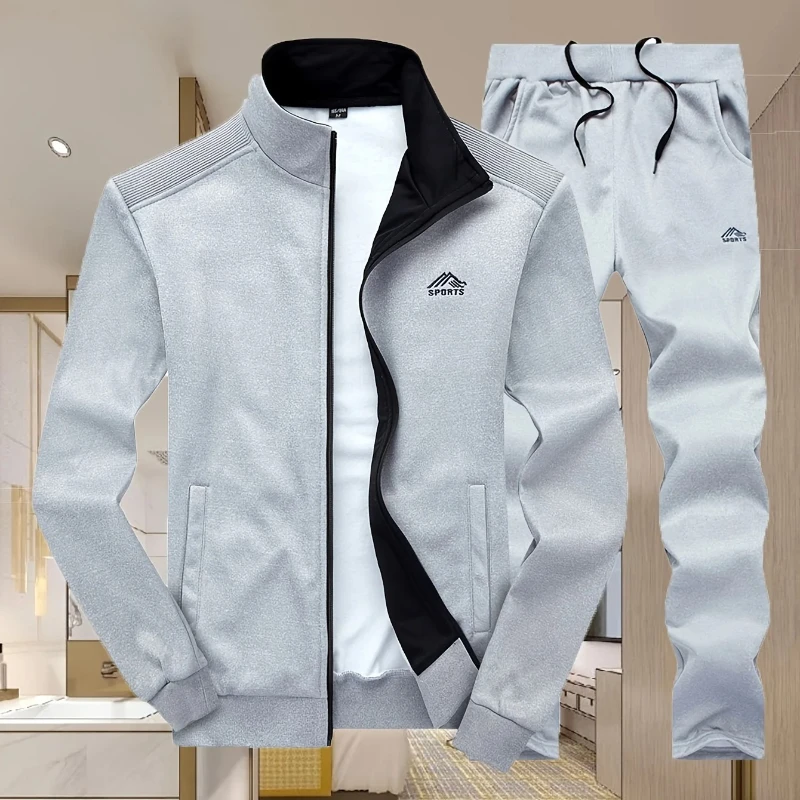 

Men's Casual Sports Suit Spring Autumn Tracksuit Men Sets Embroidered Zipper Jacket Running Pants Fitness 2-piece Sportswear Set