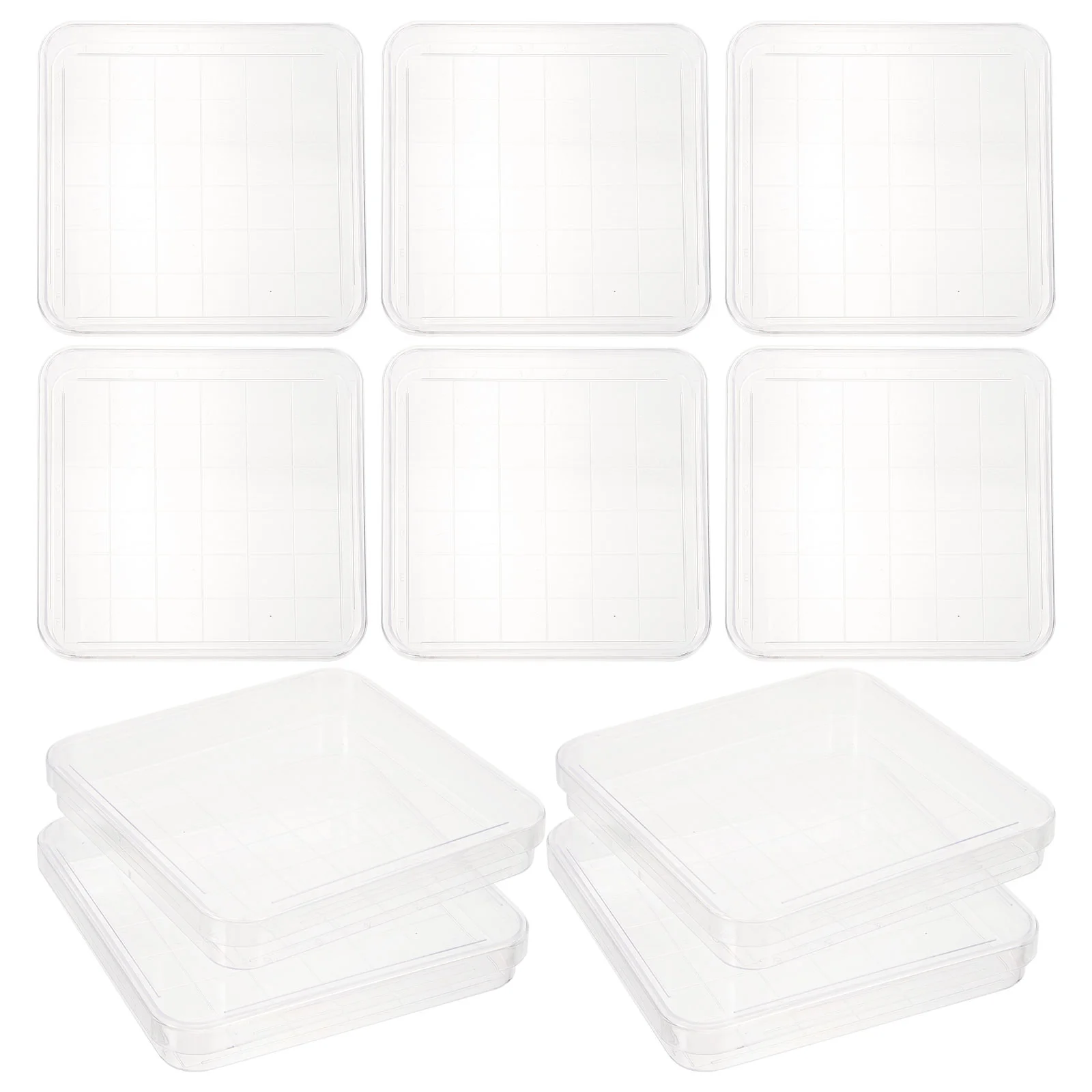 10 Pcs Square Petri Dish Culture Plastic Laboratory with Lids Transparent Dishes Clear for