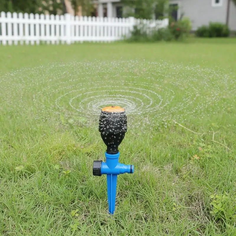Automatic Rotating Lawn Sprinkler 360 Degree Watering Nozzle Sturdy Design for Efficient Garden Irrigation Home Use