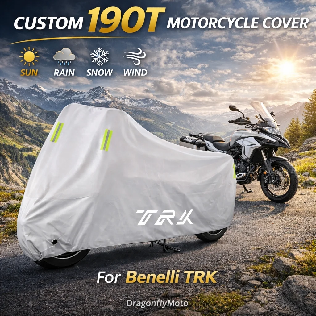 

Чехол для мотоцикла Benelli TRK 502X TRK 502 X Leoncino 500 BJ500, серебристый, водонепроницаемый, защита от УФ-излучения, дождя, пыли, солнца, для улицы и дома