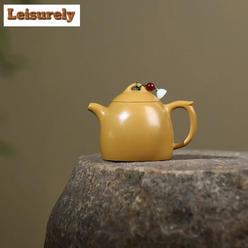 

110 мл Изысканный чайник из фиолетовой глины Исин ручной работы, горшок Цинь Кем, необработанная руда, золотой чайник Чжу с грязью и заварочным устройством, украшение для чайного набора Цзыша