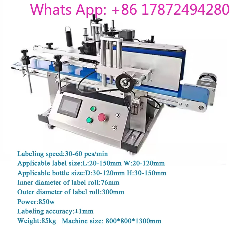 Desktop Automatic Round Plastic Glass Bottle Labeling Machine Self-adhesive Jar Label Sticker Labeler Applicator