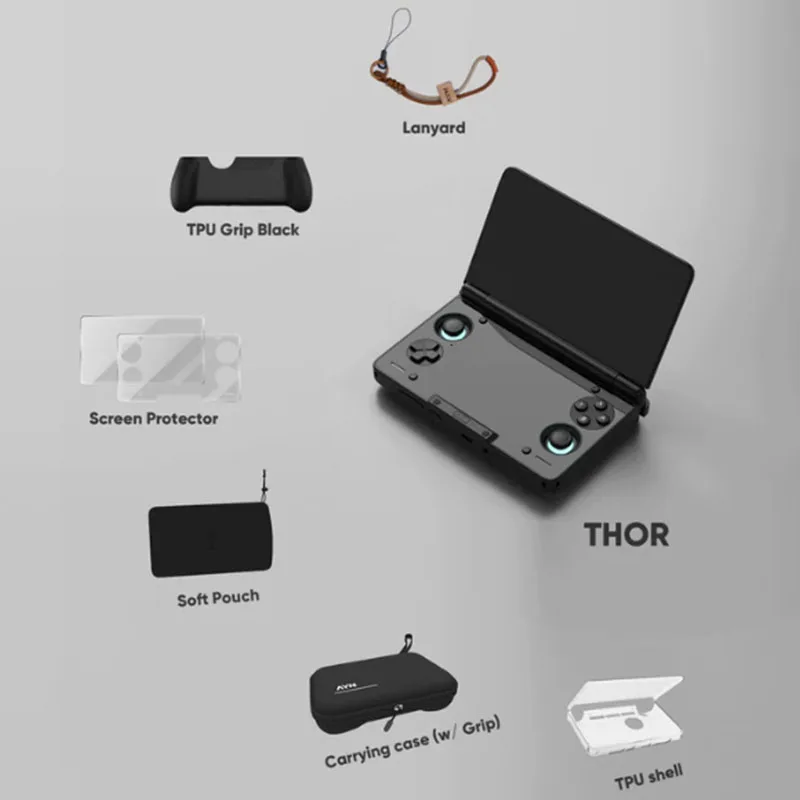 AYN Thor Baseモデル ブラック 8+128GB ケース付き AYN THOR Dual Screen Flip Up Handheld Accessories Device Gaming