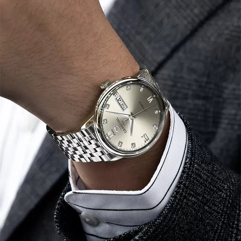 Luxury Switzerland Brand CARNIVAL Men's Japan Import NH** Automatic Mechanical Sapphire Watches Diamond Waterproof Clock C8099G
