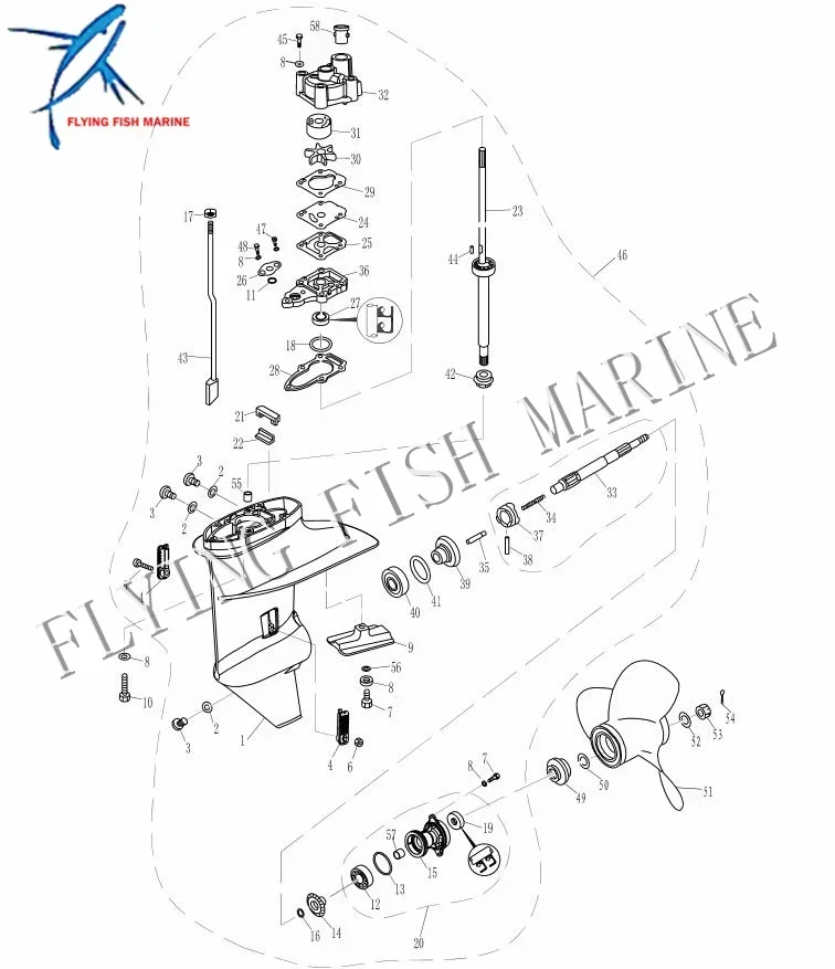 Propeller Shaft Boat Motor 3B2-64211-0 3B264-2110M for Tohatsu Nissan Outboard Engine 2-Stroke 6HP 8HP 9.8HP