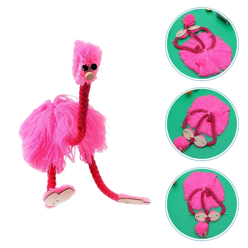 Plush Animal Ostrich Marionette Baby Unique Puppets Cosplay Yellow Pine Wood Children's