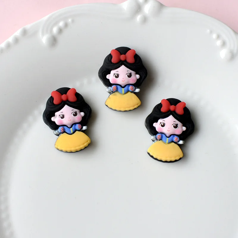 10pcs/lot Disney Princess Cartoon 3D Resin for DIY Hairbows Accessories Phone Shell Shoe Craft Handmade Decoration