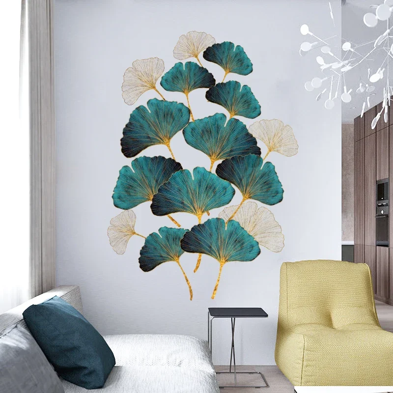 Large Size Ginkgo Biloba Wall Stickers For Living Rooms  Decor Self-adhesive Sticker Room Bedside Background Wall decoration