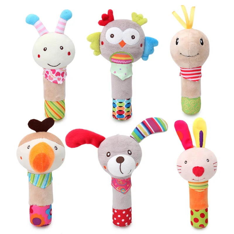 

New Baby Animal Hand Bell Rattle Soft Rattle Toy Newborn Educational Rattle Mobiles Baby Toys Cute Plush Bebe Toys 0-12 Months