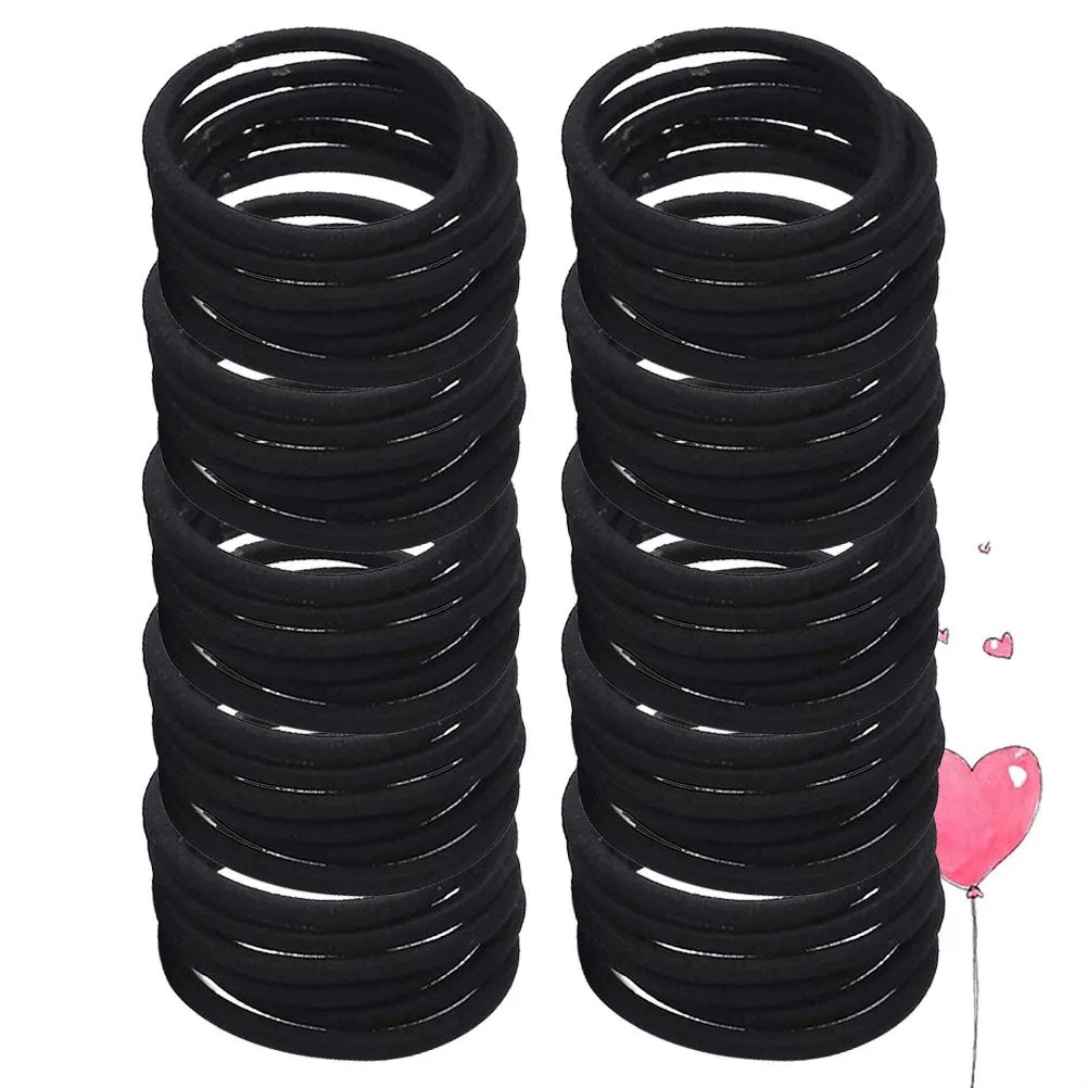 

50pcs High Rubber Bands For Ponytail Rope Holder Hair Ties Stretchy Hair Rope Kids Adults Kids Rubber Bands Black