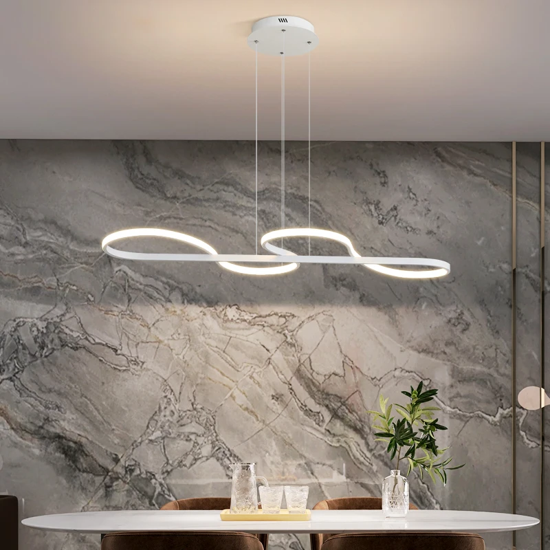 Lampe LED Suspendue Blanche au Design Minimaliste Moderne, Luminaire Décoratif d'Nik, Idéal pour un Salon, une Cuisine ou une Salle à Manger