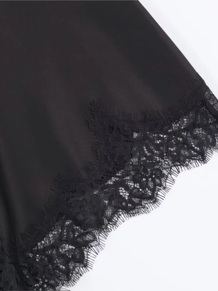 봄 여성 새틴 레이스 드레스 섹시한 백리스 홀터넥 비대칭 밑단 여성 미디 드레스 패션 우아한 여성 시크 드레스