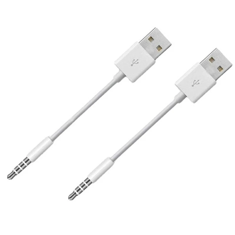 USB to 3.5mm Transfer Audio Adapter Cable 3.5mm Jack to USB 2.0 Data Sync Charger Cable cord for iPod Shuffle 3rd 4th 5th 10cm