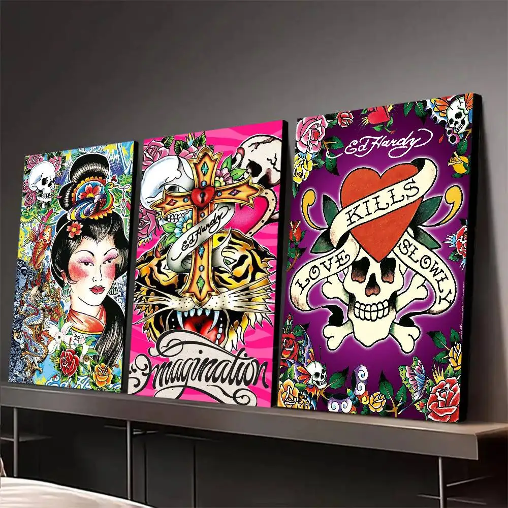 Trendy Fashion Brands E-Ed H-Hardy-ES Poster Gallery Prints Self Adhesive Home Decor Decoration Wall Decals Living Room Sticker