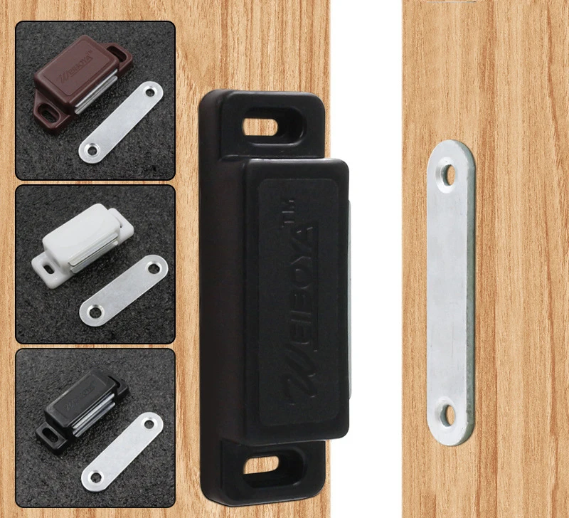 10Pcs/Set Plastic Cabinet Magnet Latch Magnetic ABS Cabinet Kitchen Catches Door Catch Cupboards Drawers Shutters (No Screws)