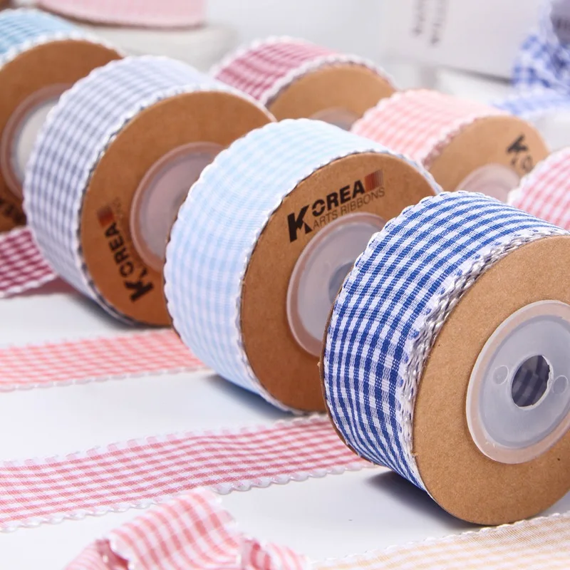 Kewgarden 10mm 25mm 38mm 1" 1.5" Plaid Ribbon DIY Hair Bows Accessories Clothing Sewing Materials Handmade Tape Crafts 10 Yards