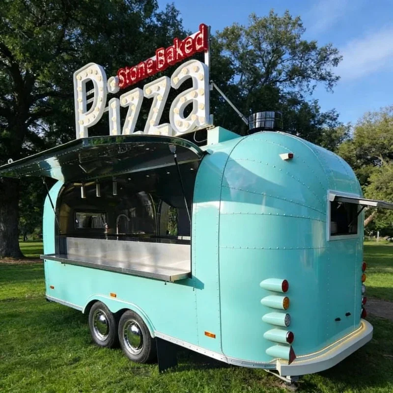 Mirror Finish Pizza Trailer Mobile Truck Fully Equipped Fast Food Mobile Kitchen Coffee Pizza Trailer Food for Sale in the USA
