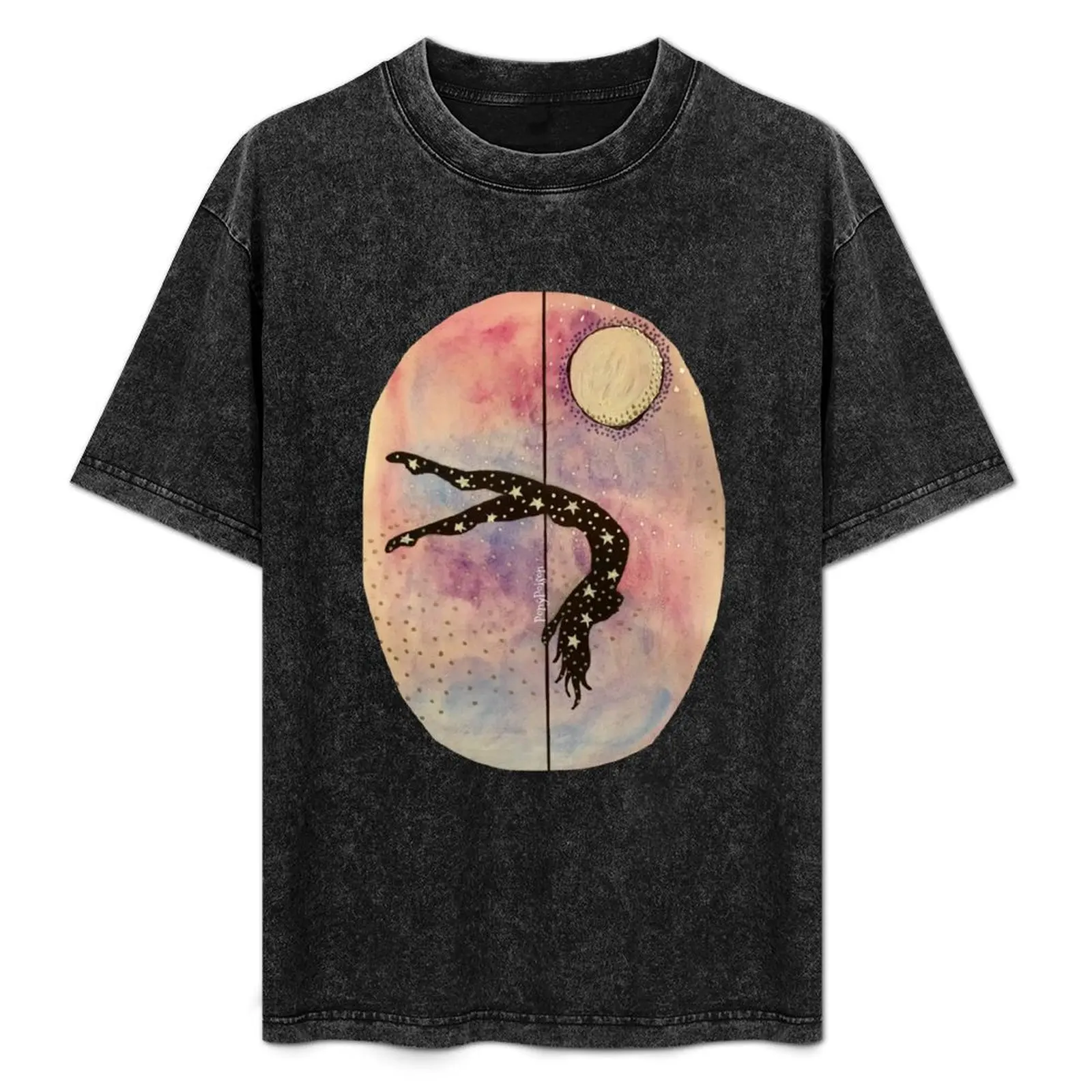 Camiseta de bailarina en barra con silueta estrellada, ropa de talla grande, tops, ropa de calle, camisetas vintage, camiseta gráfica para hombre