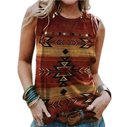 Summer Vintage Western 3D Print Tank Tops Women Fashion Streetwear Oversized O-Neck Vest Off Shoulder Sleeveless Woman Camisole