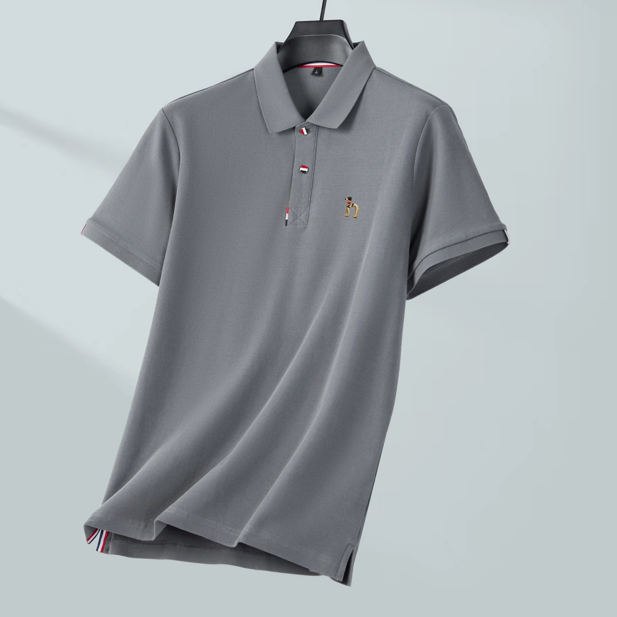 جديد 100% القطن الخالص الصيف الرجال قميص بولو عالي الجودة مع تصميم التطريز الرائع جولف قصيرة الأكمام تنفس تي شيرت #6