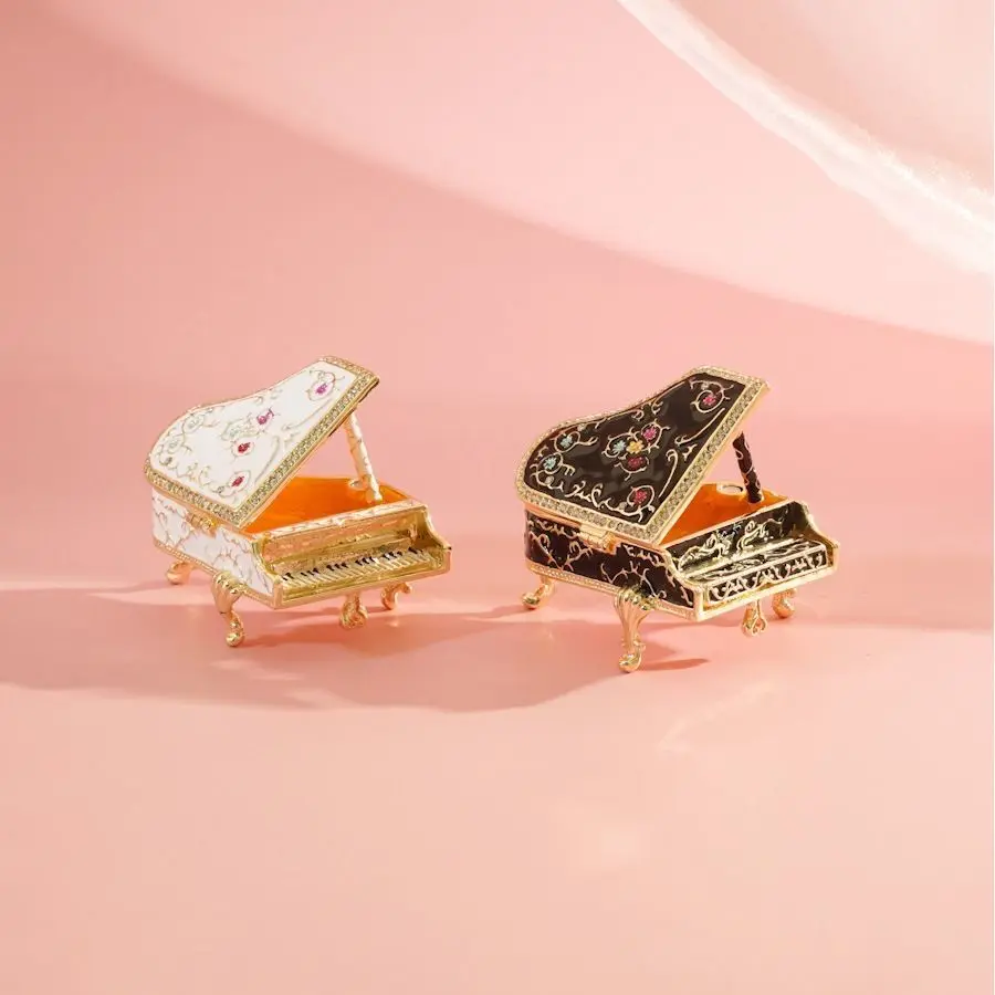 Miniature Piano Cloisonné Enamel Jewelry Box Handmade Vintage Rings Storage Boxes Home Decor
