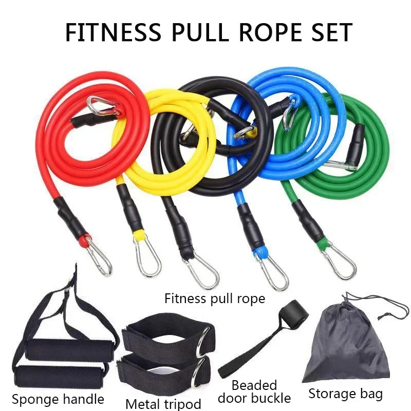 

11 piece set of pull rope puller home fitness equipment resistance band strength training pectoral muscles