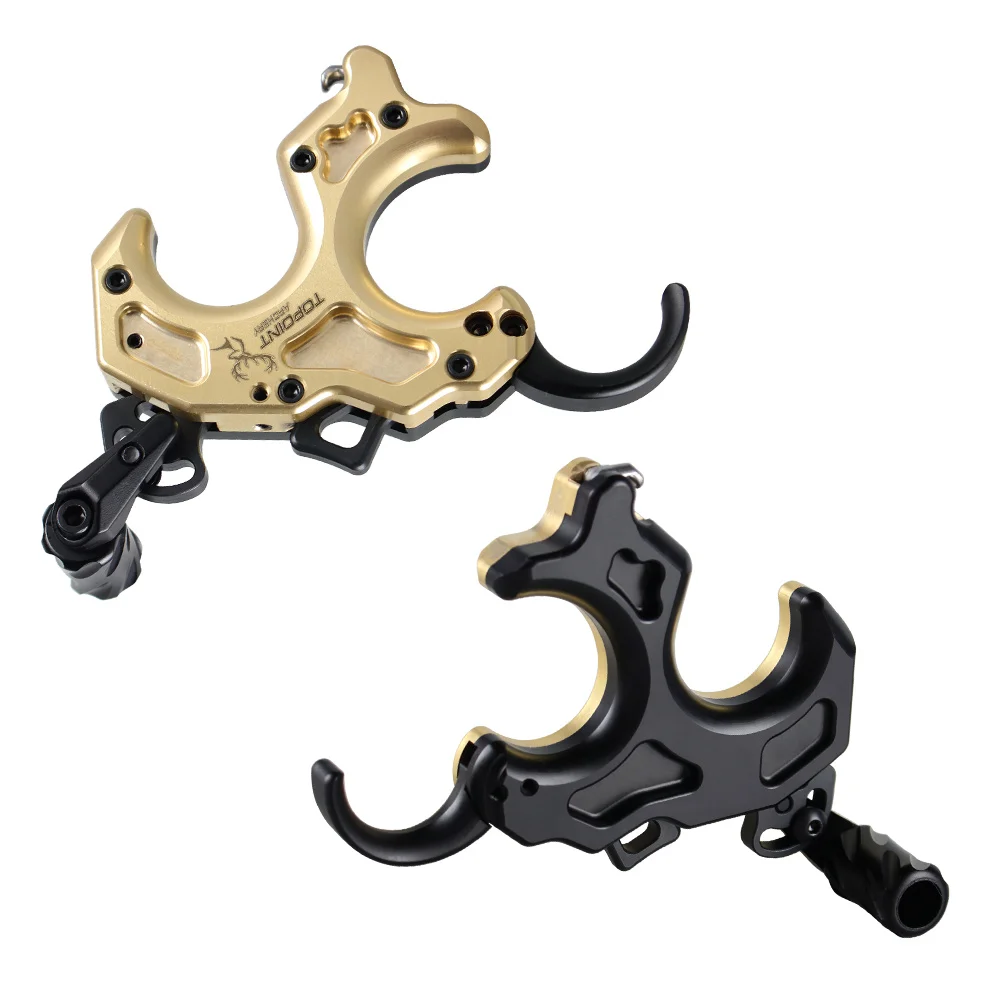 Archery 3 0R 4Finger Thumb Trigger Black / Brass Bow Release TP465 Aluminum Cnc Body With Brass OEM/ODM