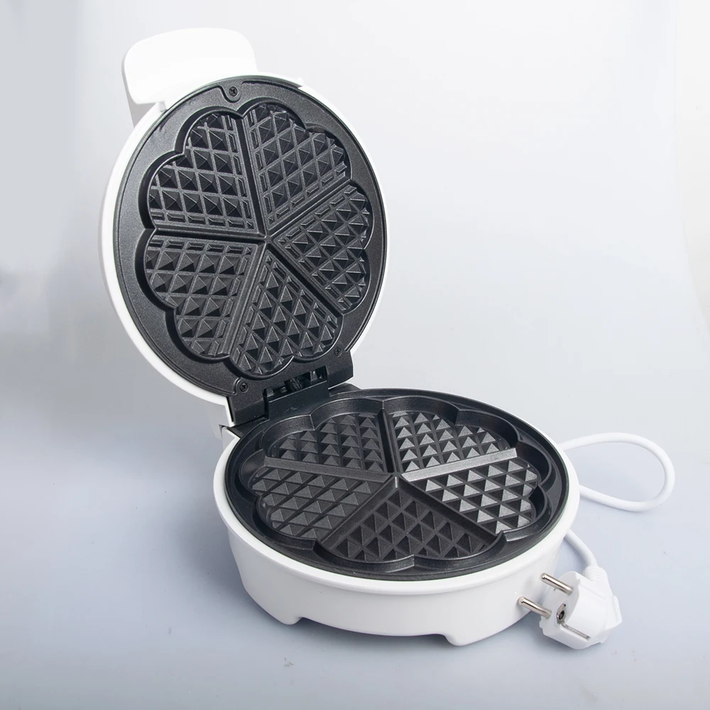 5 Slice Heart Shaped Waffle Maker Iron Machine - Deep Fill Non-Stick Coating Cooking Plates, Belgian American Round Waffle Iron