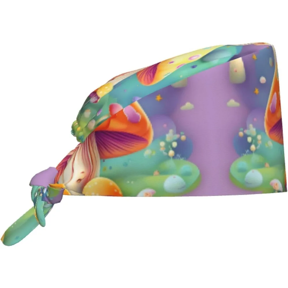 

Cleaning Working Cap Fantasy Dream Mushroom Prints Chef Hat for Women & Men, Adjustable, Breathable Black
