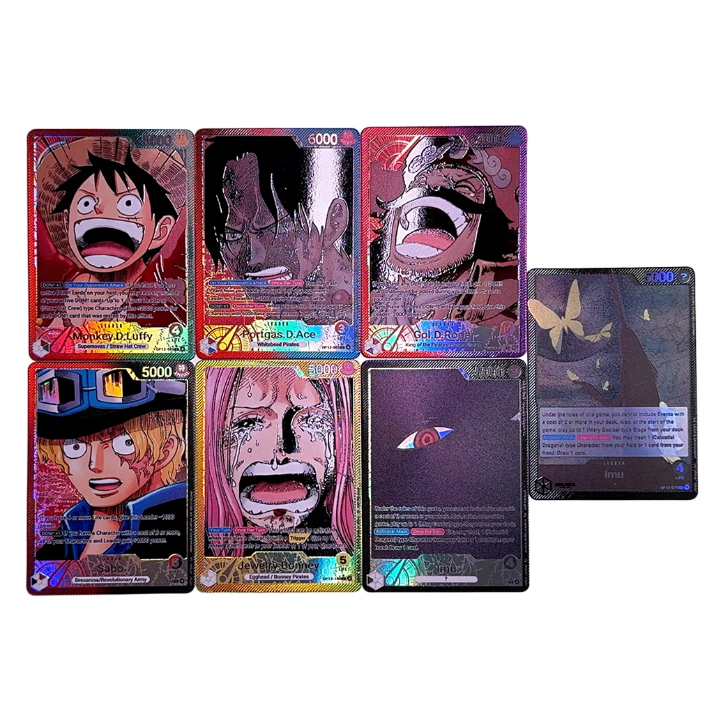 

One Piece TCG OPCG English Leader card OP13 Leader Card Set Luffy Ace Roger Sabo Bonney Imu Textured Foil Card