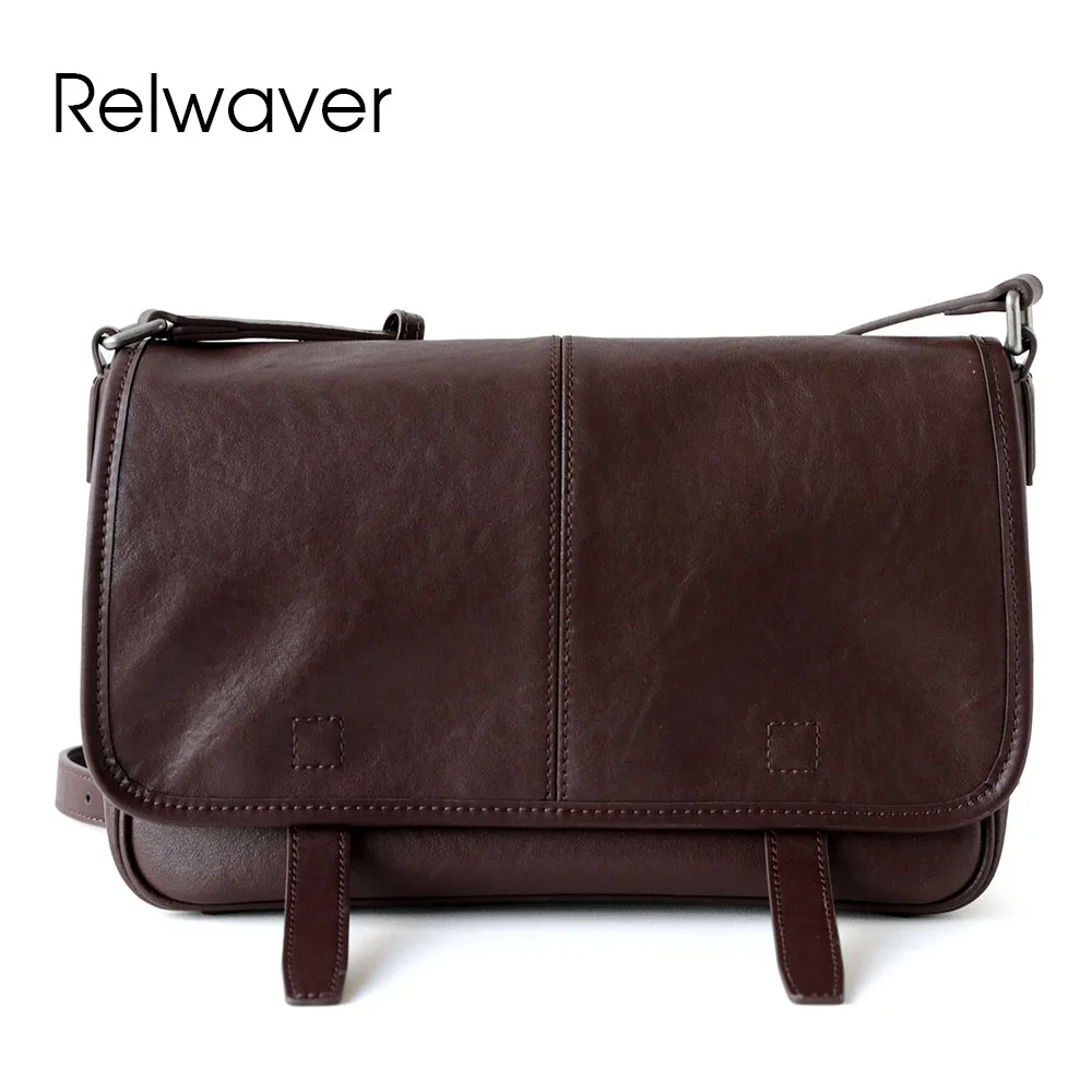 

Relwaver women men messenger bags genuine leather shoulder bag 2025 autumn winter crossbody bag casual preppy style satchels