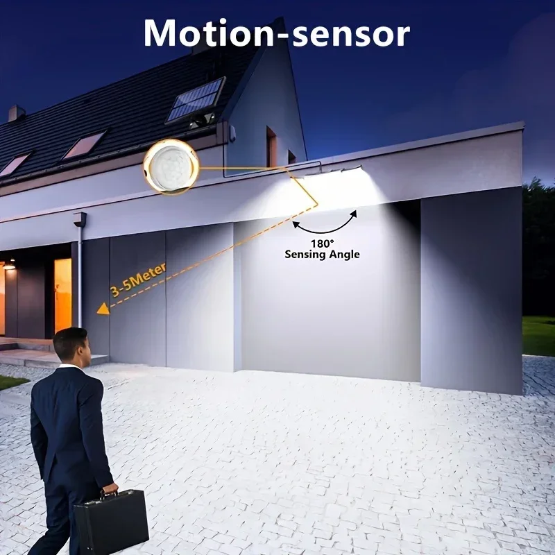 سبليت مصباح للطاقة الشمسية 3 وضع الإضاءة الديكور في الهواء الطلق ضوء الشمس الجدار ضوء PIR محس حركة مقاوم للماء حديقة المرآب مصباح