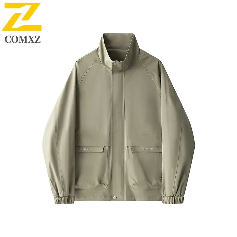 

COMXZ Luxurious Mens Jacket 2025 New Business Loose Hunting Coat Trendy Stand Collar Streetwear Windproof Spring Autumn Caot