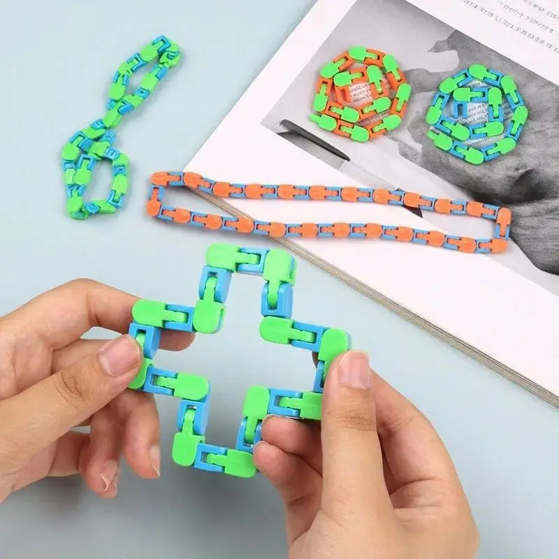 3 pezzi 24 sezioni braccialetto magico a catena pieghevole multifunzionale che riduce lo stress giocattolo a catena riempimento regalo festa di compleanno per bambini