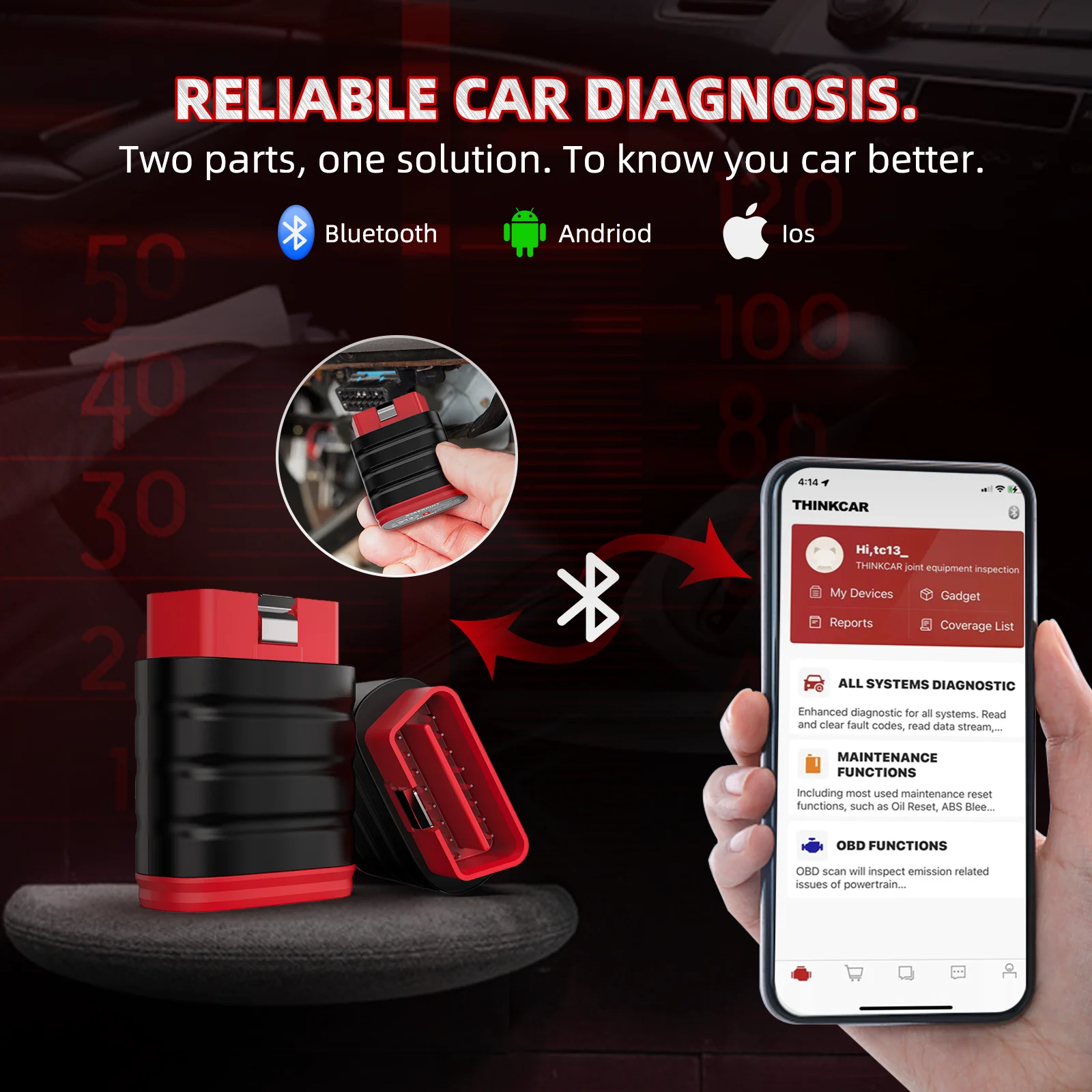 Thinkcar ThinkSafe OBD2 Scanner Professional Automotive Full System 5 Reset OBD 2 Code Reader Diagnostic Tools For Android IOS