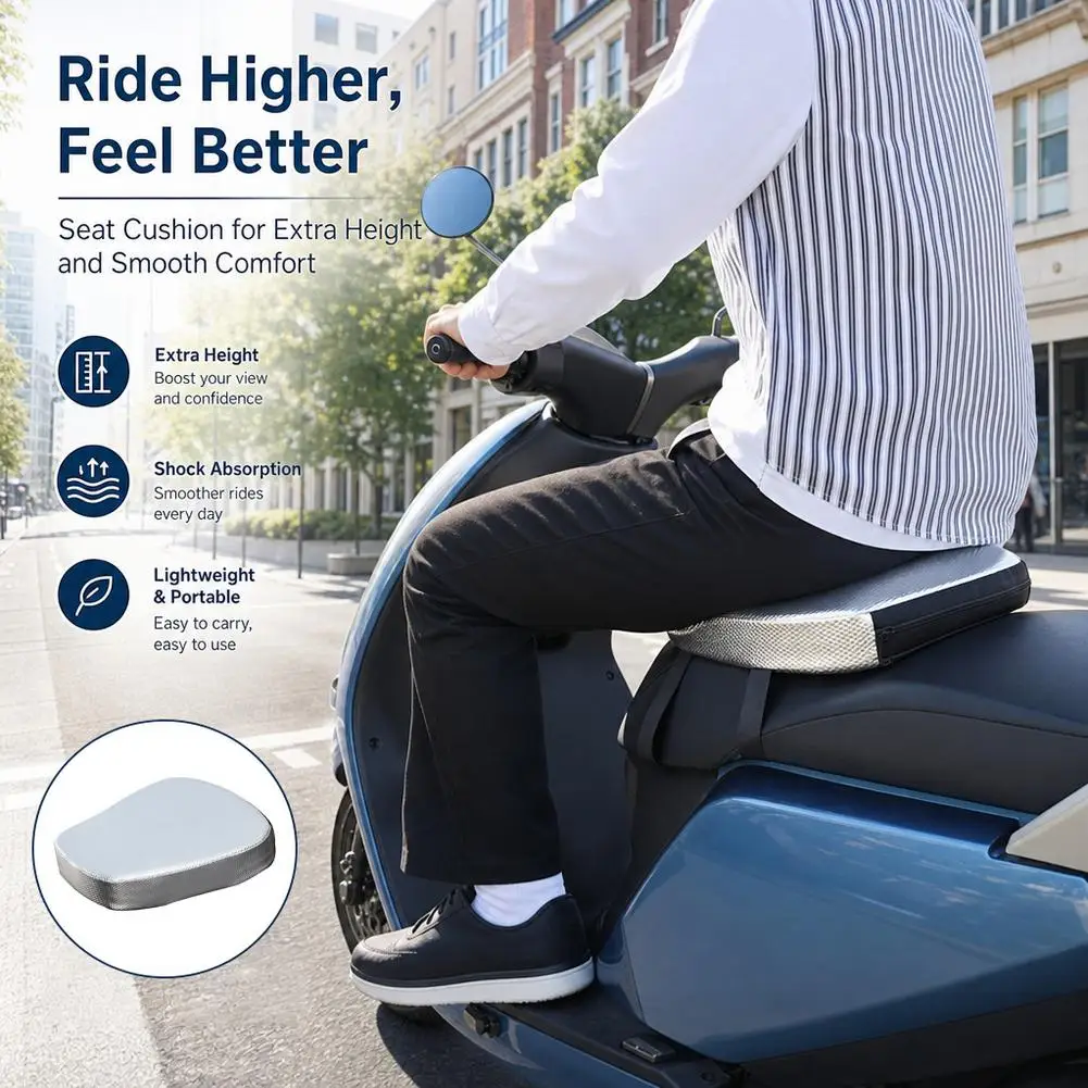 High Density Foam Motorcycle Scooter Seat Pad 5cm Thick Shock Absorbing Saddle Cushion for Food Delivery Riders and Commuters