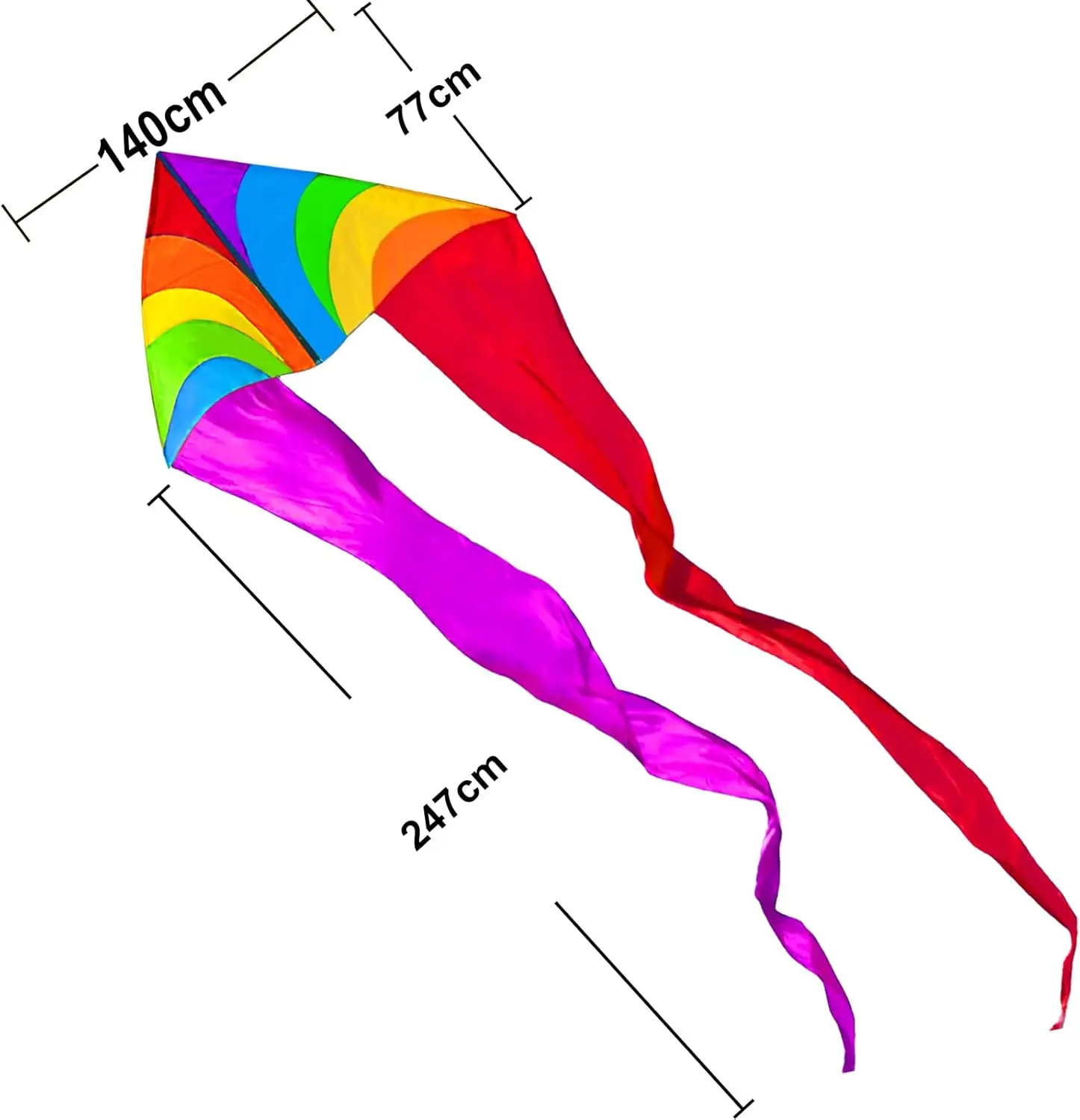 NEW 3m Power Rainbow Triangle /Delta Kites With Kite Handle and Line Good Flying