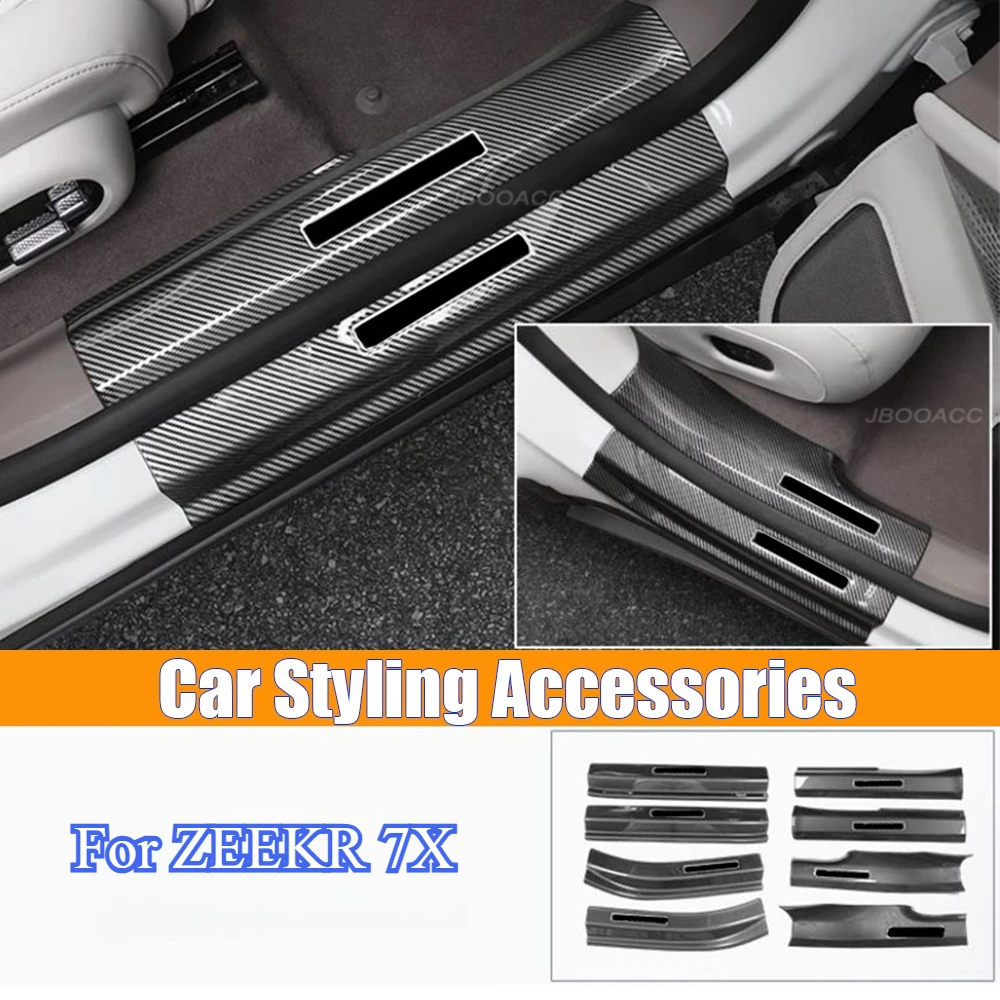 

For Geely Zeekr 7X 2025 Car Door Sill Scuff Plate Guard Protector Cover Trim Stickers ABS Carbon Fiber Pedal Threshold Decor